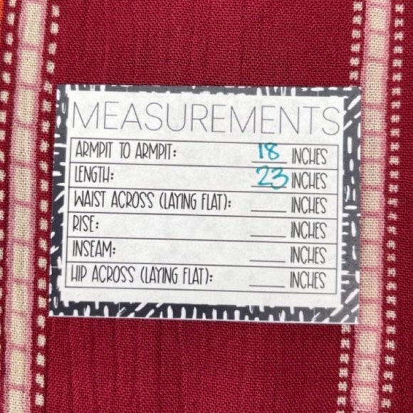 ANA | Red Striped 3/4 Elastic Sleeve Blouse with Waist Tie | Size M - Picture 9 of 10